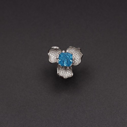 S925蓝宝花朵戒指